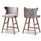 Baxton Studio Sagira Modern Grey Velvet Fabric and Walnut Brown Finished Wood 2-PC Counter Stool Set 186-11681-Zoro - alternate 1